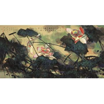 肖振中国画花鸟青荷盖绿水字画之家