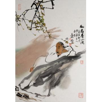 肖振中国画人物卧看香水流字画之家