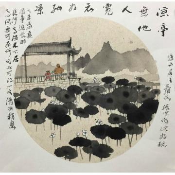 肖振中国画花鸟凉亭无他人宽衣好纳凉字画之家