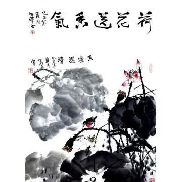 张志灵国画花鸟荷花送香气字画之家