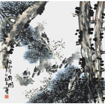 张志灵国画动物白山冬野图字画之家