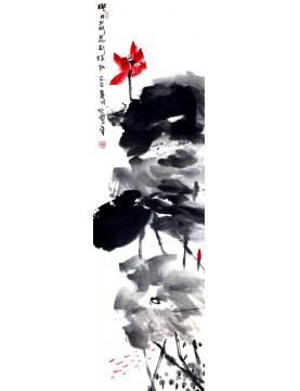 张志灵国画花鸟映日荷花别样红字画之家