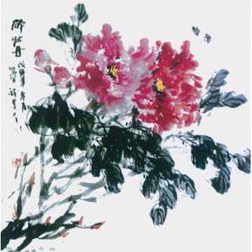 张志灵国画花鸟醉牡丹字画之家