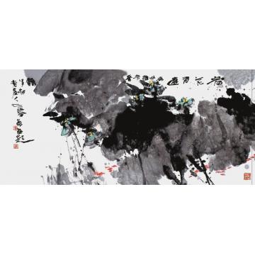 张志灵国画花鸟醉荷字画之家