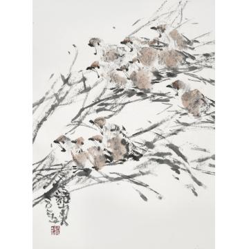 符语真国画花鸟风里唱字画之家