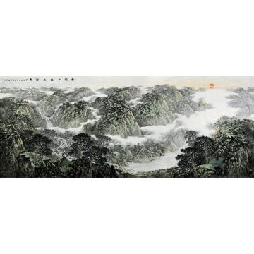 徐卫国国画山水云开日出山河秀字画之家