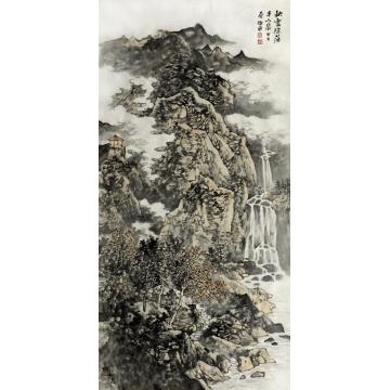 徐卫国国画山水秋云隐落半山泉字画之家
