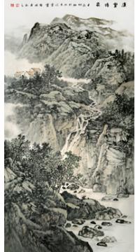 徐卫国国画山水溪壑鸣泉字画之家