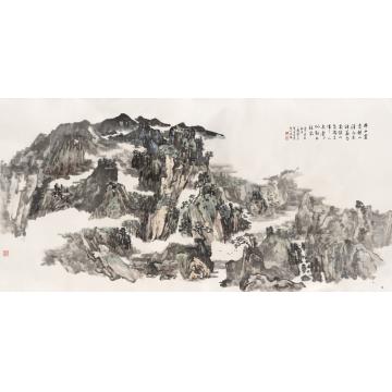 胡科丰国画山水翠屏送青字画之家