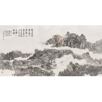 胡科丰国画山水秋来烟霭字画之家