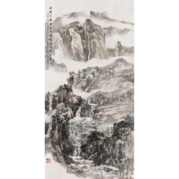 胡科丰国画山水上林穿云泻瀑字画之家