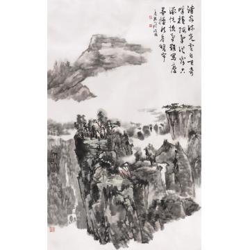 胡科丰国画山水清谷流光字画之家