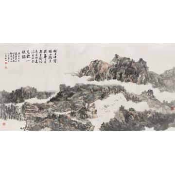 胡科丰国画山水秋来烟霭字画之家