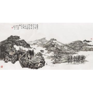 胡科丰国画山水湖光一鉴浮字画之家