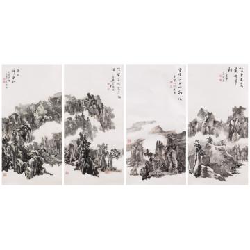 胡科丰国画山水春夏秋冬四条屏字画之家