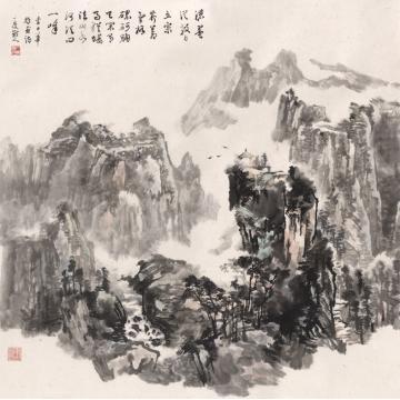 胡科丰国画山水危亭纳气字画之家