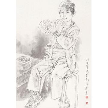王根生国画人物新疆女孩写生字画之家