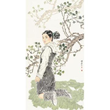 王根生国画人物春天半雨半晴字画之家