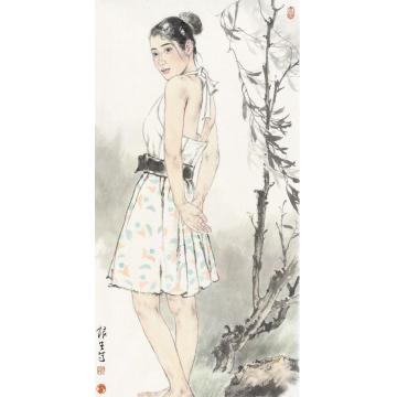 王根生国画人物柳丝袅娜春无力字画之家