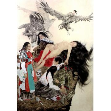 王根生国画人物天国之梦字画之家