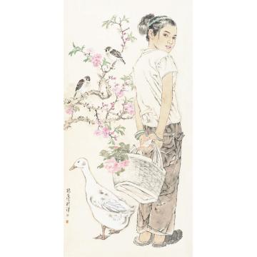 王根生国画人物满庭春花鸟鸣字画之家