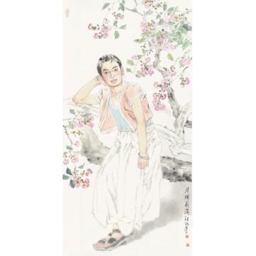 王根生国画人物月明花满枝字画之家