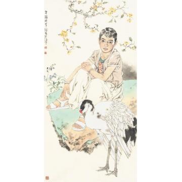 王根生国画人物早梅时节字画之家
