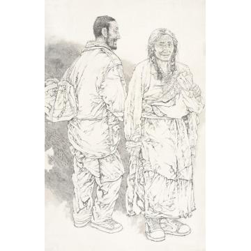 王根生国画人物高原的记忆 寒冬字画之家