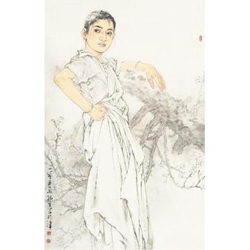 王根生国画人物一帘春雨字画之家