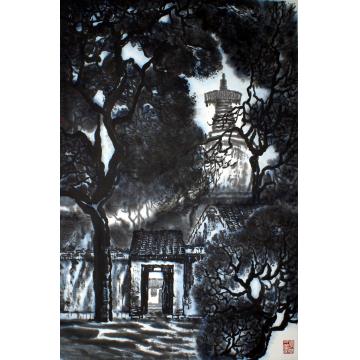 路卿国画山水白塔夏荫字画之家