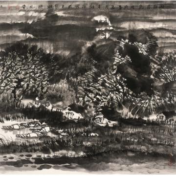 宋新江国画山水雨后月色字画之家