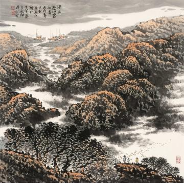宋新江国画山水渔舟逐水爱山春字画之家