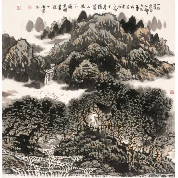 宋新江国画山水一股清泉留人醉字画之家