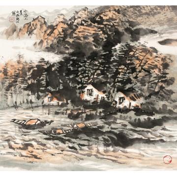 宋新江国画山水水乡小景字画之家