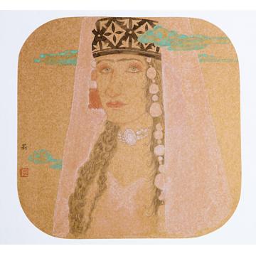 褚晓莉国画人物雪上花之六字画之家