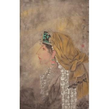 褚晓莉国画人物落花之一字画之家