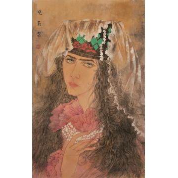褚晓莉国画人物落花之二字画之家
