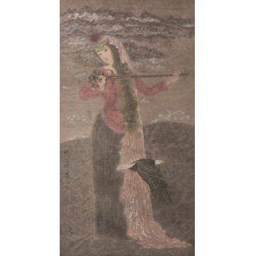 褚晓莉国画人物古乐琴殇之一字画之家