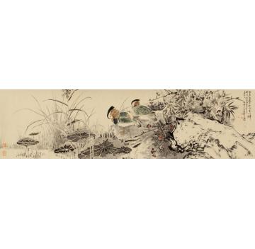 张峰国画花鸟荷塘秋色字画之家