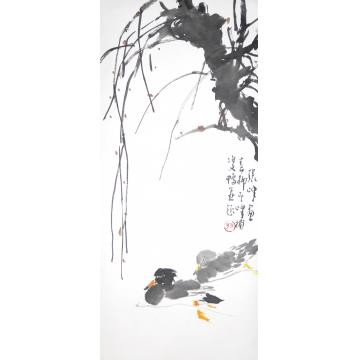 张峰国画花鸟春柳双鸭字画之家