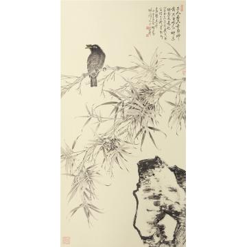 张峰国画花鸟竹石斑鸠字画之家