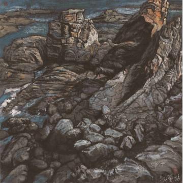 刘绍荟国画山水石头系列.礁字画之家
