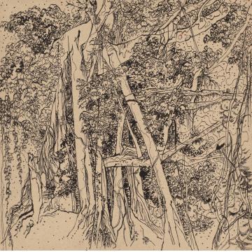 刘绍荟国画山水热带森林之三字画之家