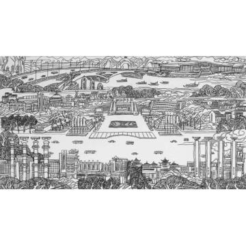 刘绍荟国画山水壁画白描稿之一桂林城市建设字画之家