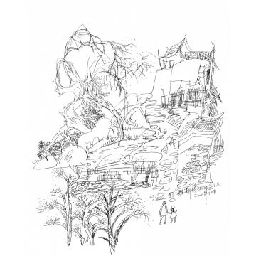 刘绍荟国画山水白描即兴日记之二字画之家