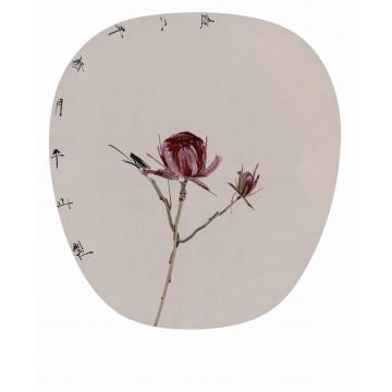 边平山国画花鸟团扇-风信子系列字画之家