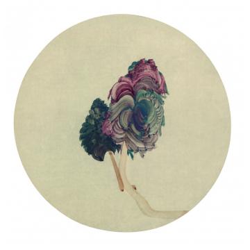 边平山国画花鸟团扇-风信子系列字画之家