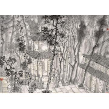 李志坚国画山水万年古寺字画之家
