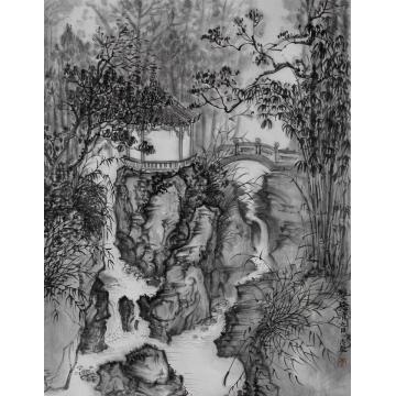 李志坚国画山水双桥清音字画之家