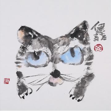 张健菲国画动物猫字画之家